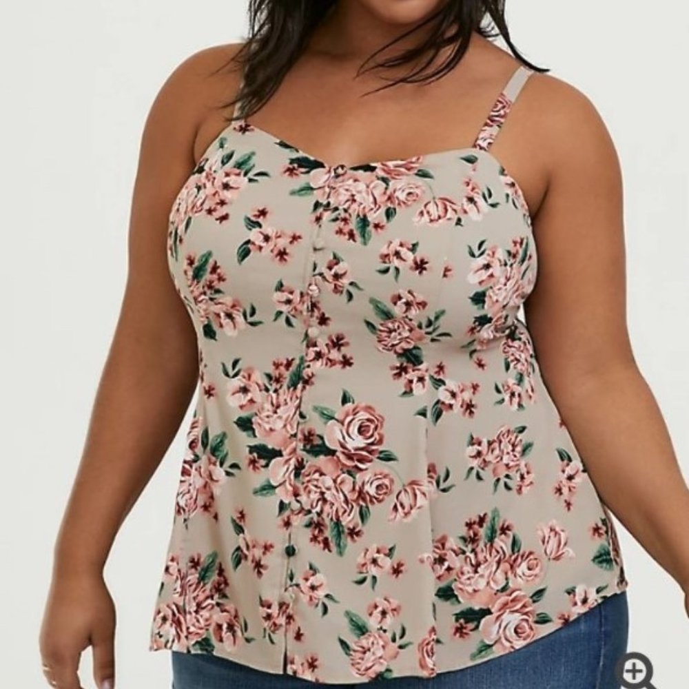 Torrid taupe/floral fit & flare cami sz 0 (12/L)